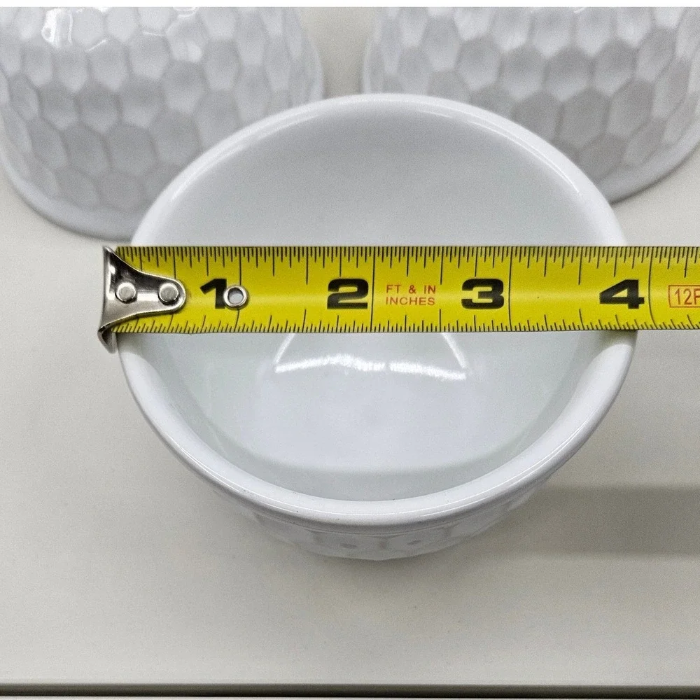 Primagera Portugal White Honeycomb Stoneware Dipping Bowls Set of 3